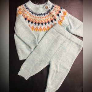 Cat & Jack Baby Fair Isle Pullover Sweater and Bottom Set - Blue 0-3M